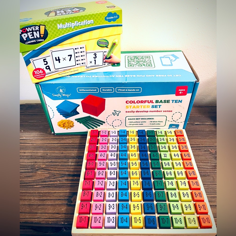 Math place value and multiplication set homeschooling, power pen